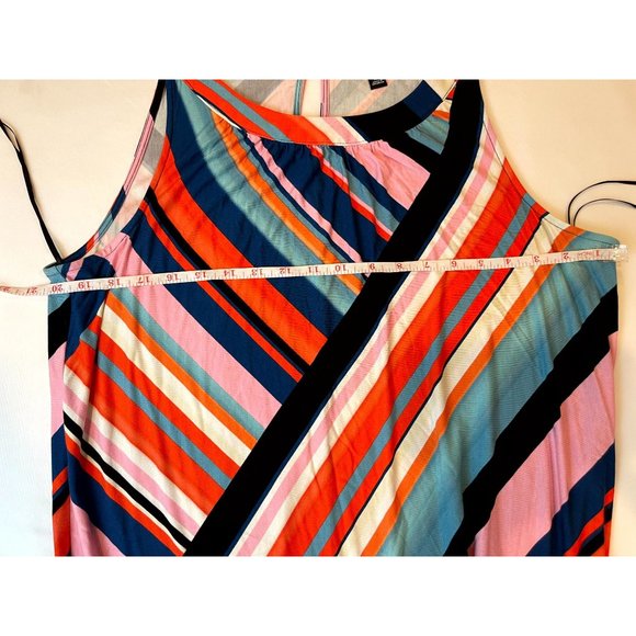 Roz & Ali Womens Striped Shift Midi Dress Round Neck Back Keyhole Pink White XL - Picture 4 of 7